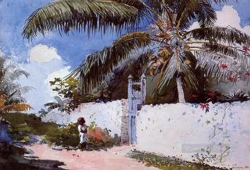  Garden Oil Painting - A Garden in Nassau Realism painter Winslow Homer